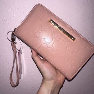 Betsey Johnson Blush Zip Around Clutch Heart Wallet NWT